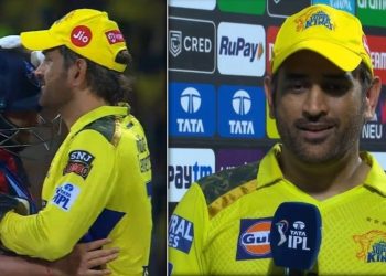 CSKvDC; मैच के बाद छक्के लगाने पर बोले धोनी “यही मेरा काम है”, कुलदीप यादव के सिर पर प्यार से फेरा हाथ, वीडियो वायरल