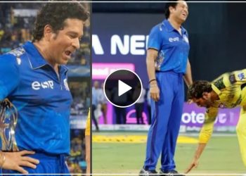 धोनी ने एक बार फिर जीता सबका दिल, क्रिकेट के भगवान सचिन तेंदुलकर को देख पैरों में गिर पड़े माहि, ऐसे लिया आशीर्वाद- देखे पुरा वीडियोVIDEO